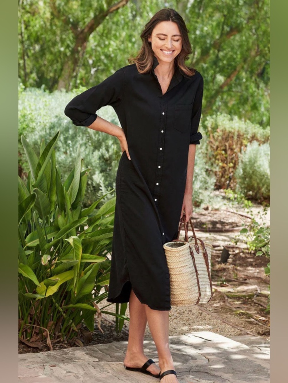 Frank & Eileen Rory Maxi Shirtdress XS in Blackout